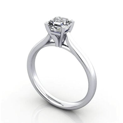 Thumb Asscher Cut Solitaire Diamond Ring Platinum RS41 3D