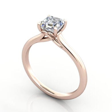 Thumb Asscher Cut Solitaire Diamond Ring Rose Gold RS1 3D