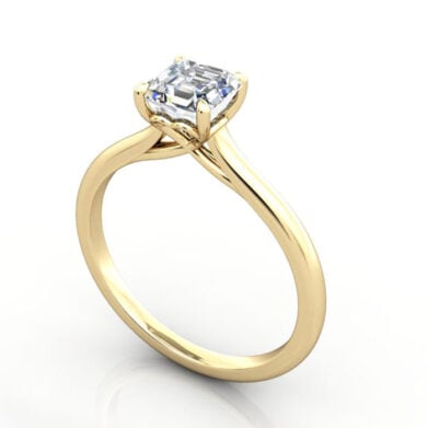Thumb Asscher Cut Solitaire Diamond Ring Yellow Gold RS1 3D