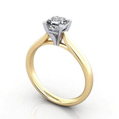 Thumb Asscher Cut Solitaire Diamond Ring Yellow Gold RS41 3D