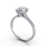 Thumb Cushion Cut Solitaire Accent Diamond Ring Platinum RSA1 3D
