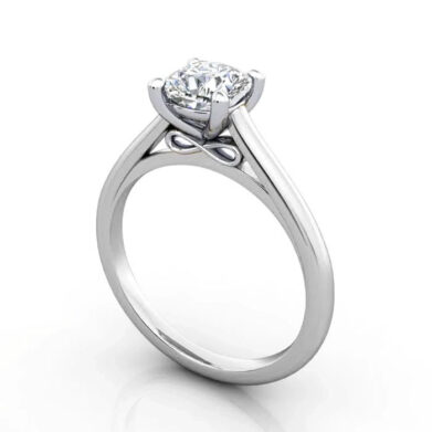 Thumb Cushion Cut Solitaire Diamond Ring Platinum RS34 3D