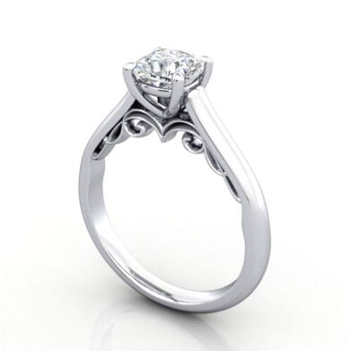 Thumb Cushion Cut Solitaire Diamond Ring Platinum RS35 3D