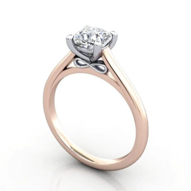 Thumb Cushion Cut Solitaire Diamond Ring Rose Gold RS34 3D