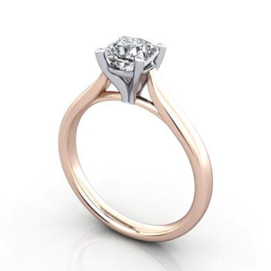 Thumb Cushion Cut Solitaire Diamond Ring Rose Gold RS41 3D