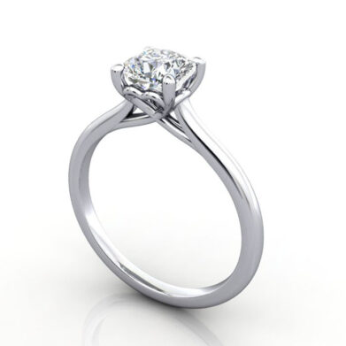Thumb Cushion Cut Solitaire Diamond Ring White Gold RS1 3D