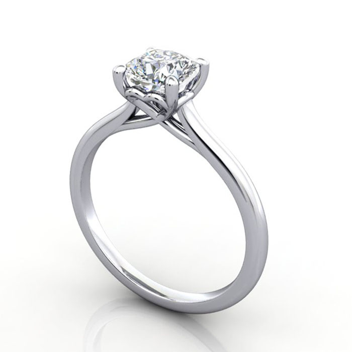 Thumb Cushion Cut Solitaire Diamond Ring White Gold RS1 3D