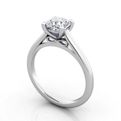 Thumb Cushion Cut Solitaire Diamond Ring White Gold RS34 3D