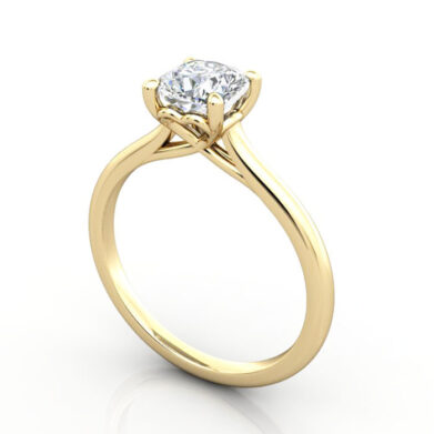 Thumb Cushion Cut Solitaire Diamond Ring Yellow Gold RS1 3D