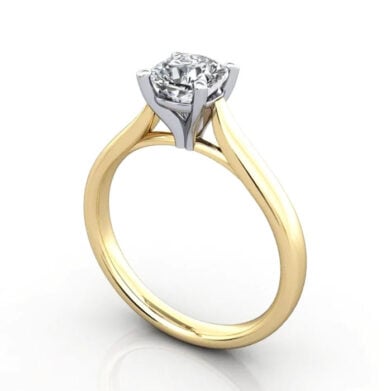 Thumb Cushion Cut Solitaire Diamond Ring Yellow Gold RS41 3D