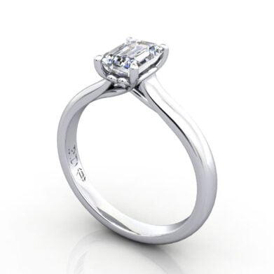 Thumb Emerald Cut Solitaire Diamond Ring Platinum RS1 3D