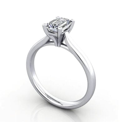 Thumb Emerald Cut Solitaire Diamond Ring Platinum RS41 3D