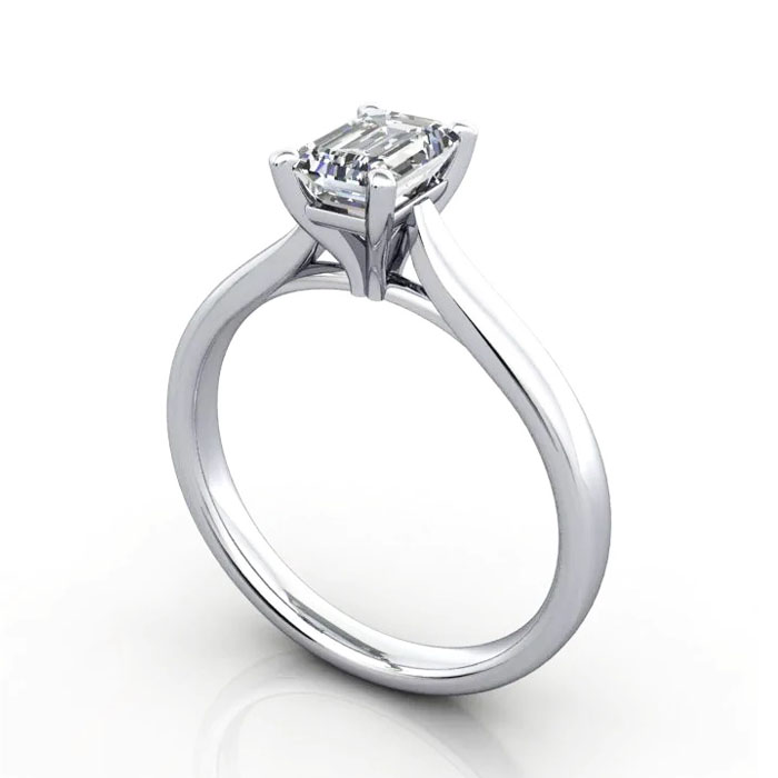 Thumb Emerald Cut Solitaire Diamond Ring Platinum RS41 3D