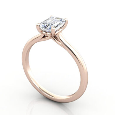 Thumb Emerald Cut Solitaire Diamond Ring Rose Gold RS1 3D