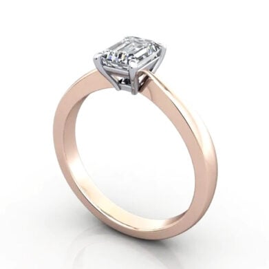 Thumb Emerald Cut Solitaire Diamond Ring Rose Gold RS27 3D