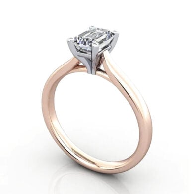 Thumb Emerald Cut Solitaire Diamond Ring Rose Gold RS41 3D