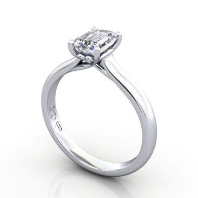 Thumb Emerald Cut Solitaire Diamond Ring White Gold RS1 3D