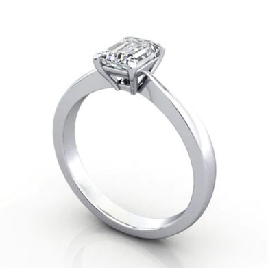 Thumb Emerald Cut Solitaire Diamond Ring White Gold RS27 3D