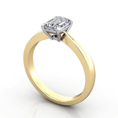 Thumb Emerald Cut Solitaire Diamond Ring Yellow Gold RS27 3D