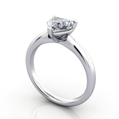 Thumb Heart Shaped Solitaire Diamond Ring Platinum RS7 3D