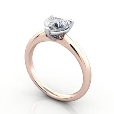 Thumb Heart Shaped Solitaire Diamond Ring Rose Gold RS7 3D