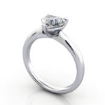 Thumb Heart Shaped Solitaire Diamond Ring White Gold RS7 3D