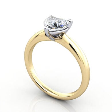 Thumb Heart Shaped Solitaire Diamond Ring Yellow Gold RS7 3D