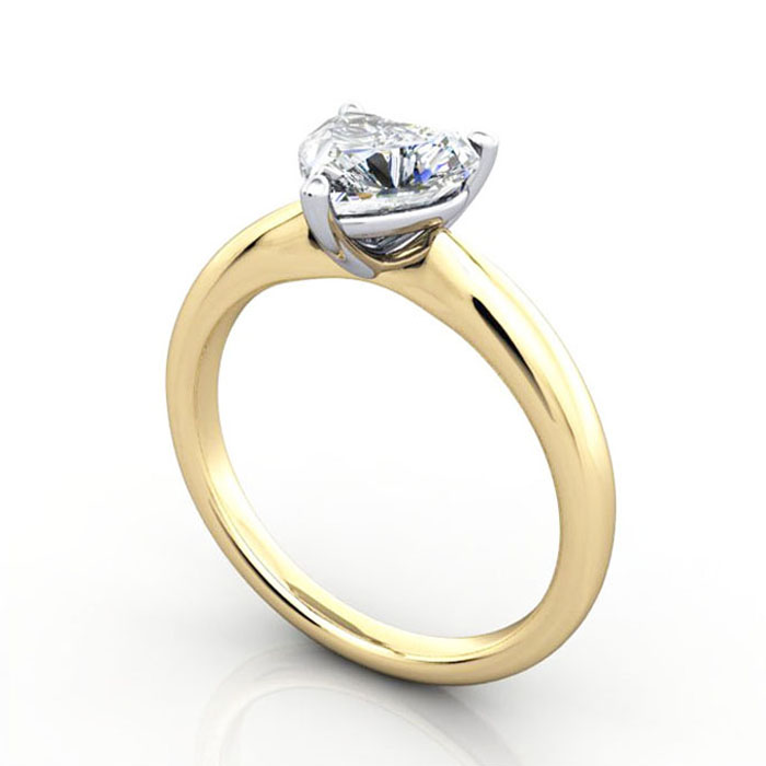 Thumb Heart Shaped Solitaire Diamond Ring Yellow Gold RS7 3D