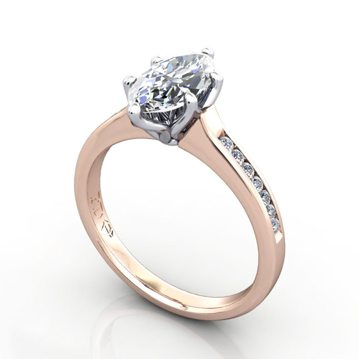 Thumb Marquise Cut Solitaire Accent Diamond Ring Rose Gold RSA3 3D