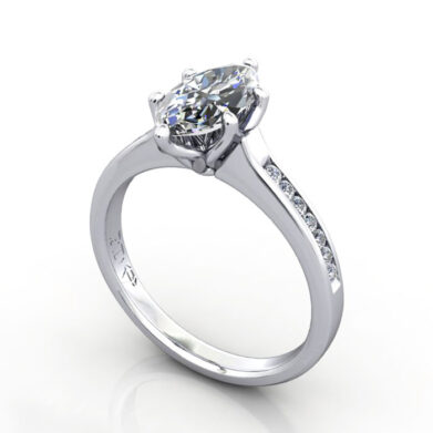 Thumb Marquise Cut Solitaire Accent Diamond Ring White Gold RSA3 3D