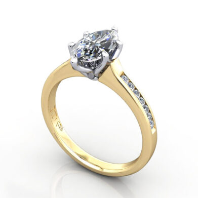 Thumb Marquise Cut Solitaire Accent Diamond Ring Yellow Gold RSA3 3D