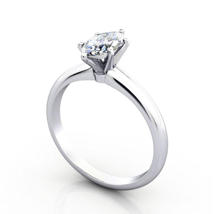 Thumb Marquise Cut Solitaire Diamond Ring Platinum RS2 3D