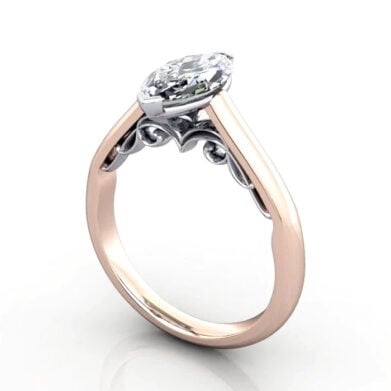 Thumb Marquise Cut Solitaire Diamond Ring Rose Gold RS35 3D