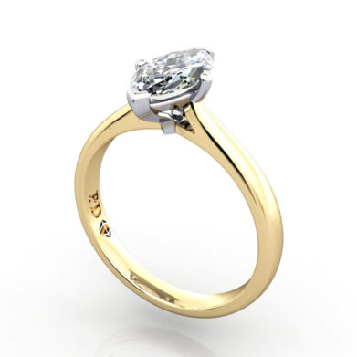 Thumb Marquise Cut Solitaire Diamond Ring Yellow Gold RS28 3D