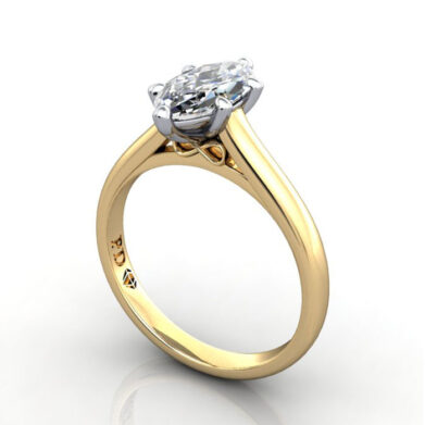 Thumb Marquise Cut Solitaire Diamond Ring Yellow Gold RS34 3D