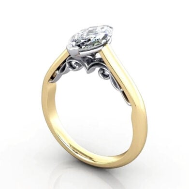 Thumb Marquise Cut Solitaire Diamond Ring Yellow Gold RS35 3D
