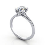 Thumb Oval Cut Solitaire Accent Diamond Ring Platinum RSA1 3D
