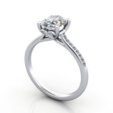 Thumb Oval Cut Solitaire Accent Diamond Ring Platinum RSA1 3D