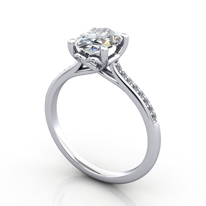 Thumb Oval Cut Solitaire Accent Diamond Ring Platinum RSA1 3D