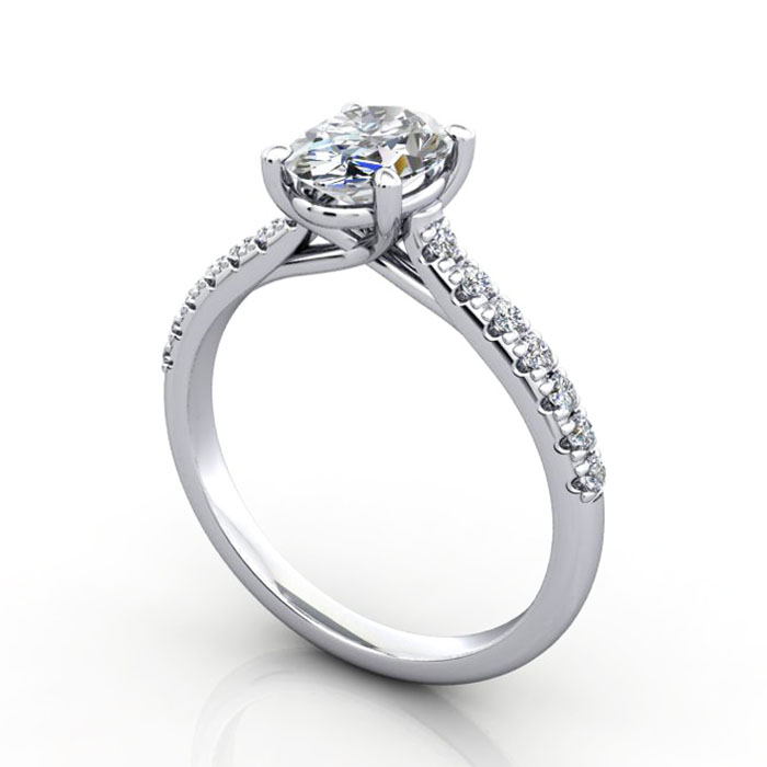 Thumb Oval Cut Solitaire Accent Diamond Ring Platinum RSA44 3D