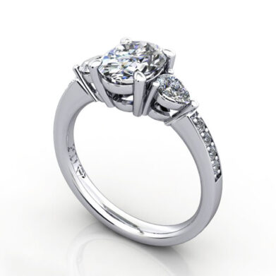Thumb Oval Cut Solitaire Accent Diamond Ring Platinum RSA5 3D