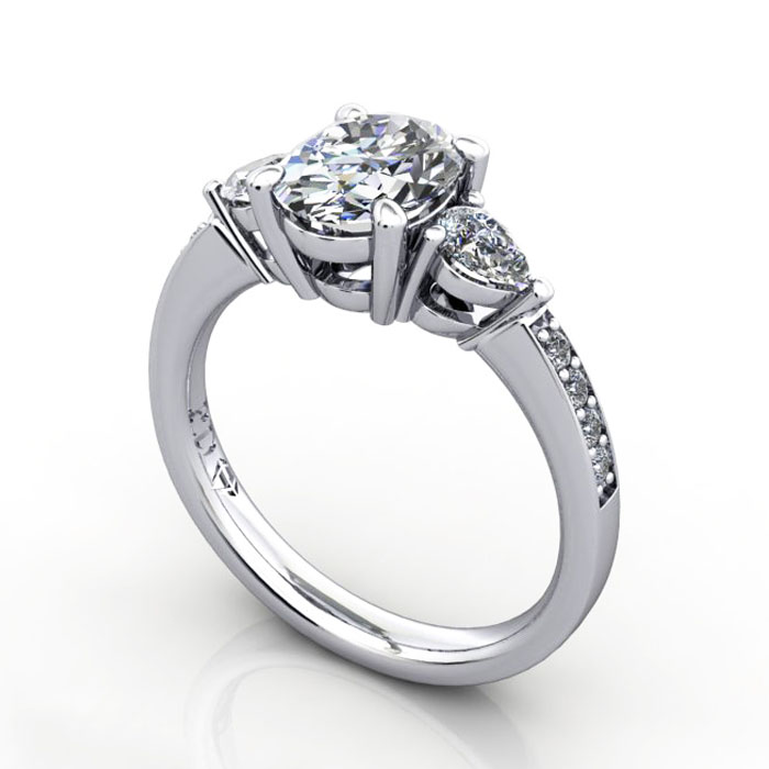 Thumb Oval Cut Solitaire Accent Diamond Ring Platinum RSA5 3D