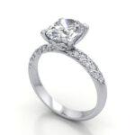 Thumb Oval Cut Solitaire Accent Diamond Ring Platinum RSA7 3D