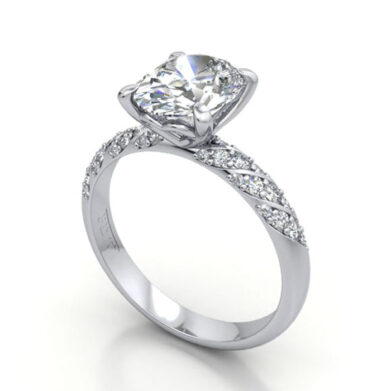 Thumb Oval Cut Solitaire Accent Diamond Ring Platinum RSA7 3D