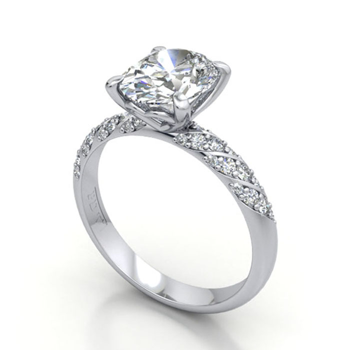 Thumb Oval Cut Solitaire Accent Diamond Ring Platinum RSA7 3D