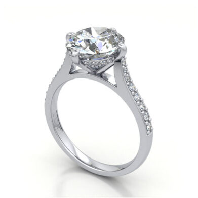Thumb Oval Cut Solitaire Accent Diamond Ring Platinum RSA9 3D