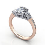 Thumb Oval Cut Solitaire Accent Diamond Ring Rose Gold RSA5 3D
