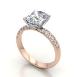 Thumb Oval Cut Solitaire Accent Diamond Ring Rose Gold RSA7 3D