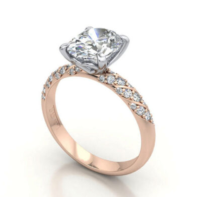 Thumb Oval Cut Solitaire Accent Diamond Ring Rose Gold RSA7 3D