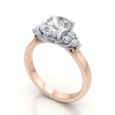 Thumb Oval Cut Solitaire Accent Diamond Ring Rose Gold RSA8 3D